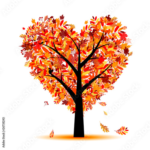 Beautiful autumn tree heart shape for your design