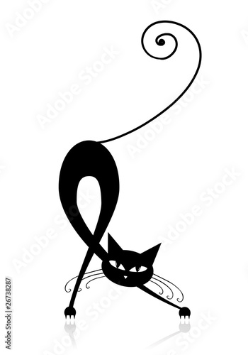 Graceful black cat silhouette for your design