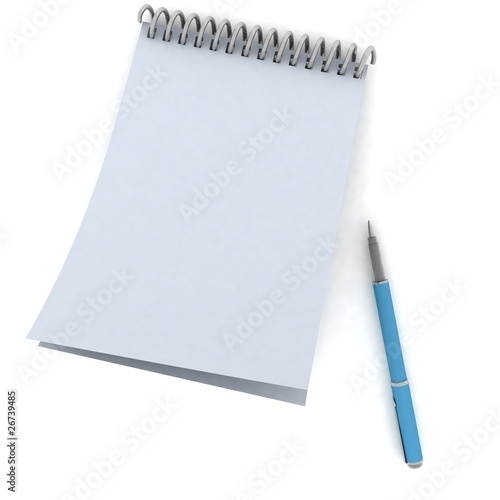 pen and notebook isolated on white