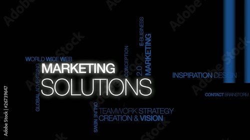 Marketing solutions tag cloud text animation