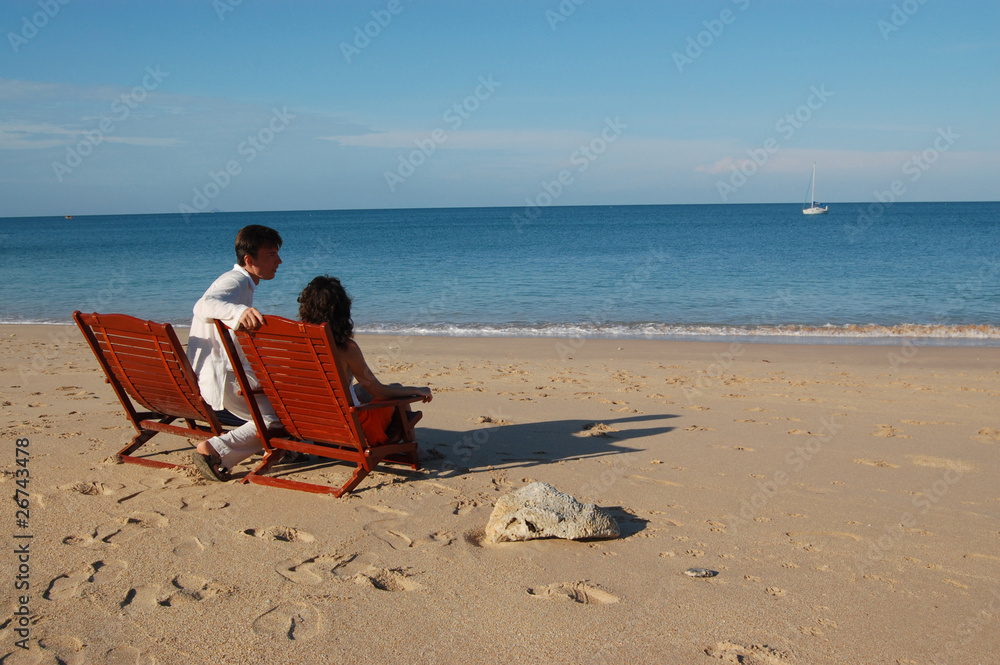 Romantic couple on their beach vacation