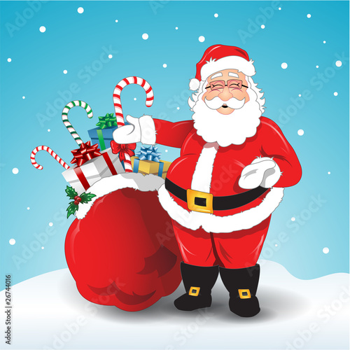Illustration of Santa Claus bag with gifts