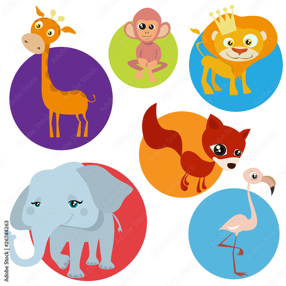 Naklejka premium cartoon wild animals