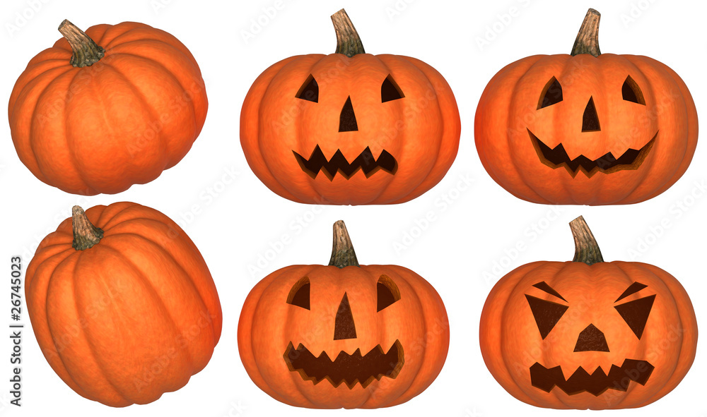 Halloween pumpkins over white Halloween pumpkins over white