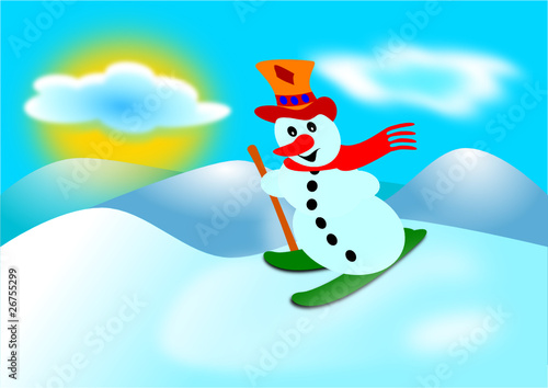 Snowman and ski