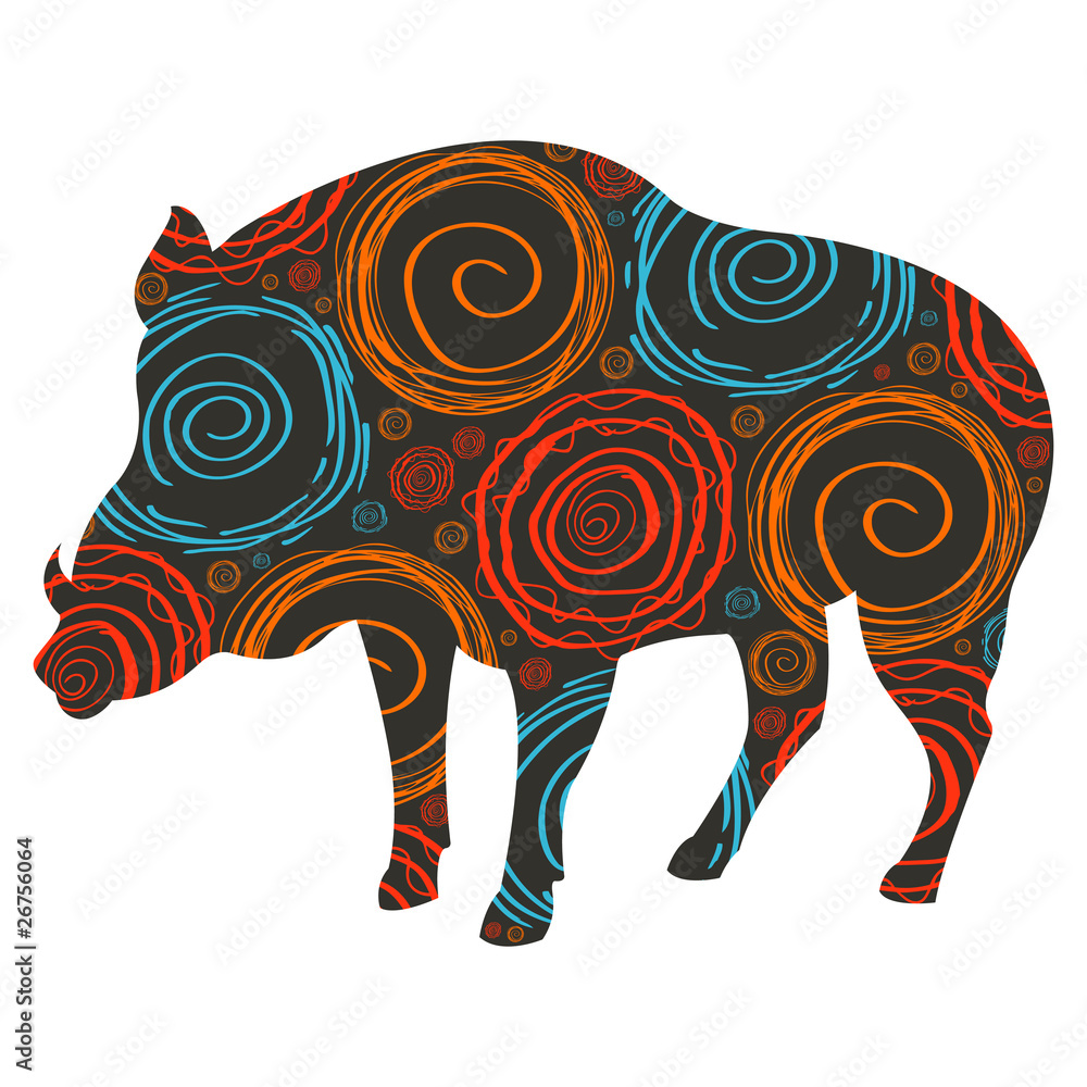 Fototapeta premium Wild boar vector background for Christmas