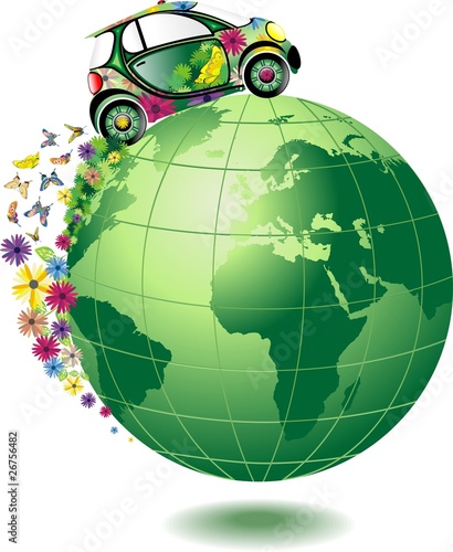 Auto Ecologica sul Mondo-Ecological Car-Vector