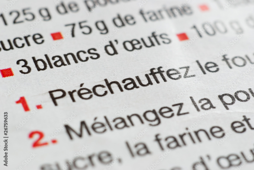 Obraz premium recette de cuisine