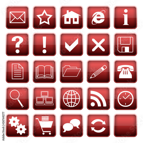 red web icons and buttons