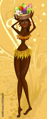 Native with a fruit basket
