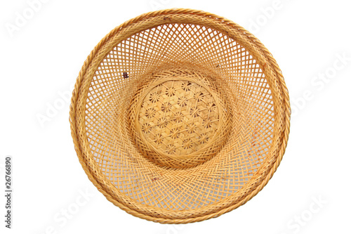 wooden fruit basket isolated on white
