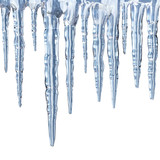 Icicles on white background - square format