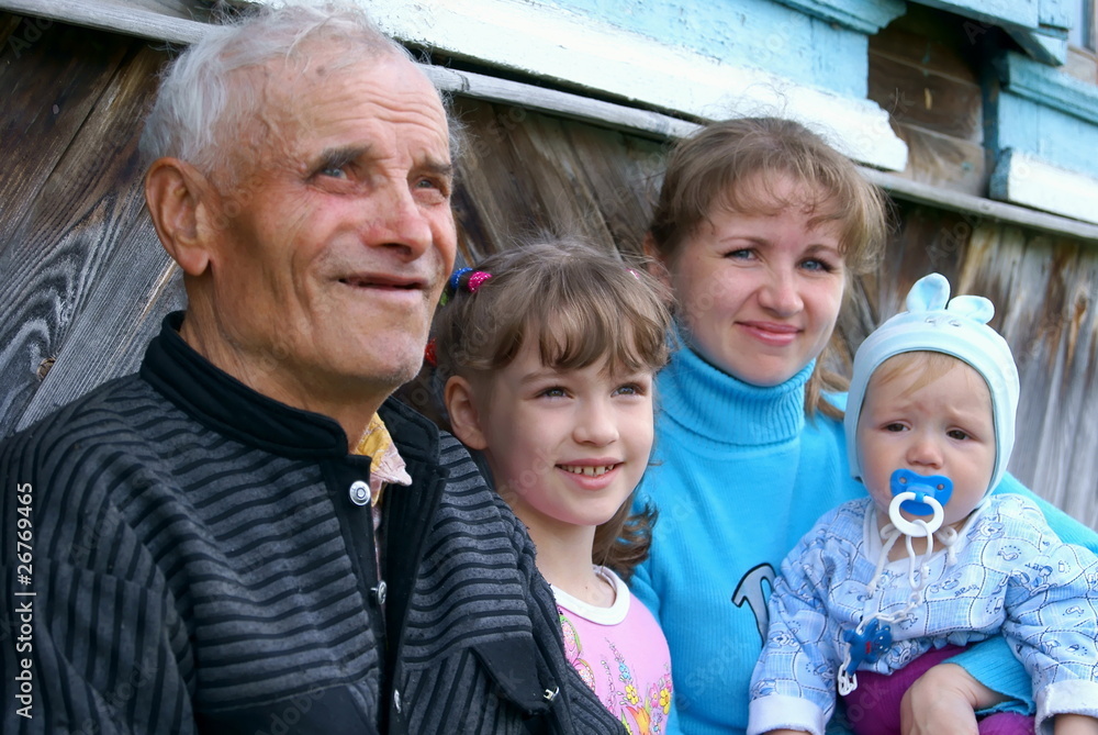 Great-grandsons and the elderly man Great-grandsons and the elderly man
