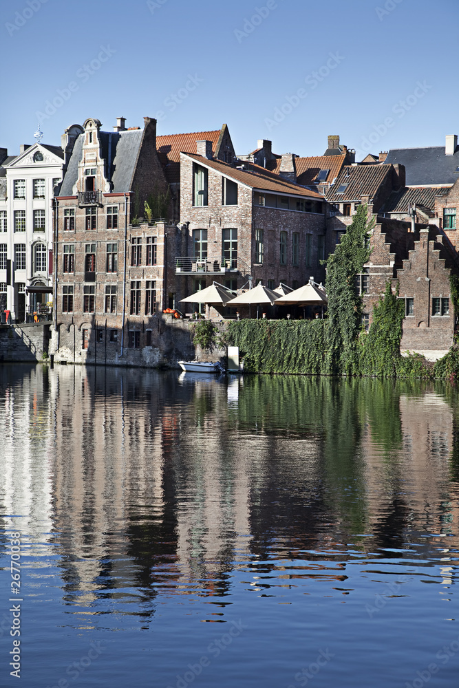 Cityscape of Ghent's canals, Belgium.