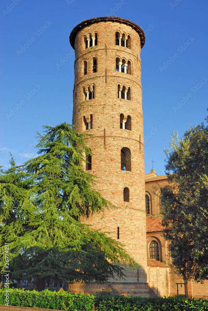 Italy Ravenna Classe Basilica round bell tower.