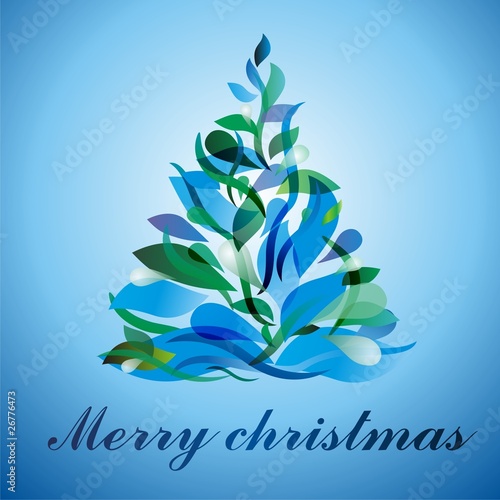 Christmas or New Year blue - green tree