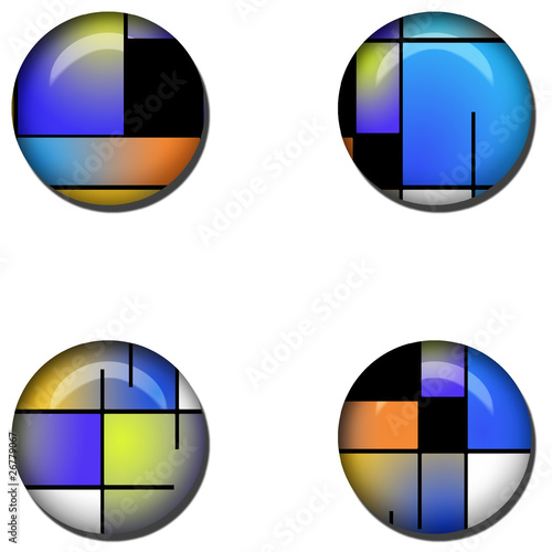 Abstract Glossy Button Set