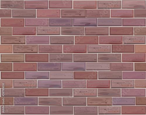 Vector seamless brick wall made of red bricks different colors.