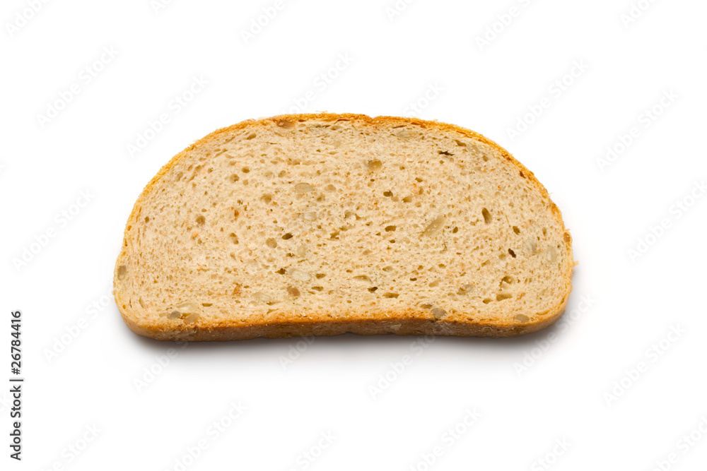 Bread slice isolated on white