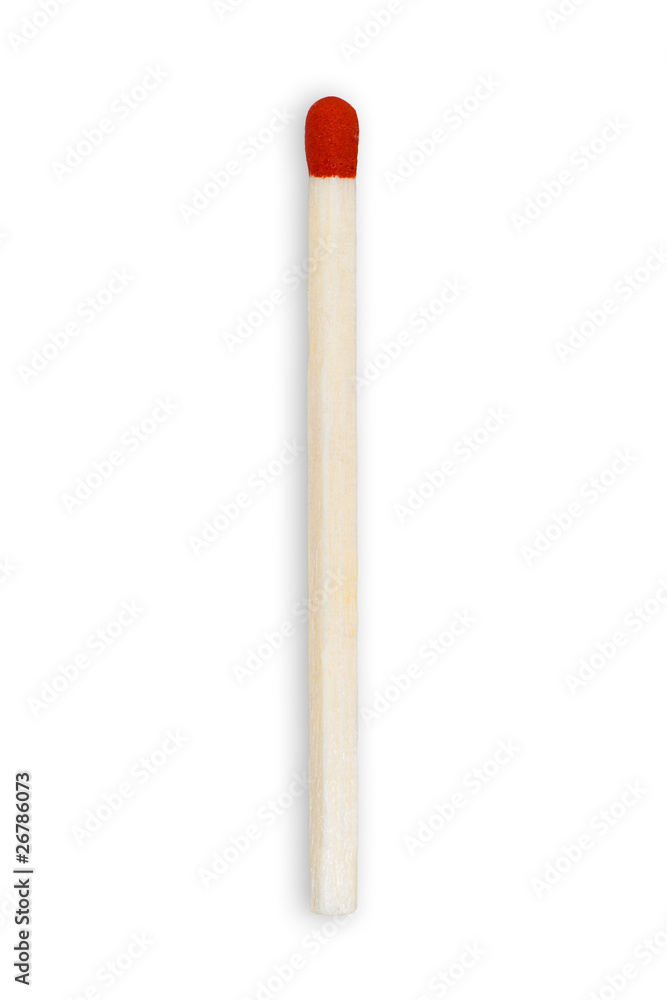 Single match on white background Single match on white background