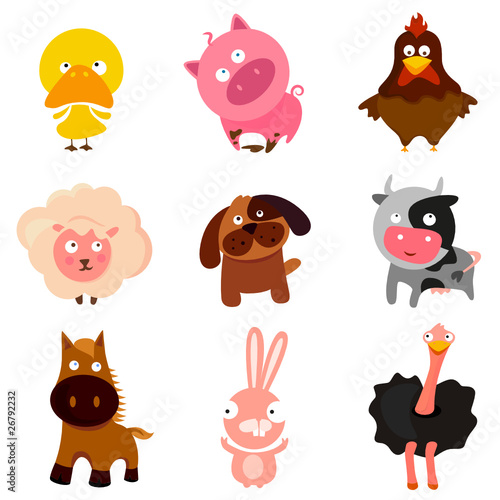 farm animal cartoon vector set