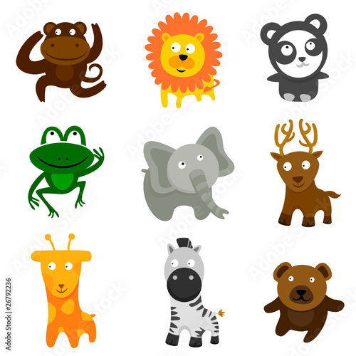 wild animal cartoon set vector