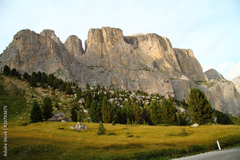 Sella's tower at the sunset,view from the road Sella's tower at the sunset,view from the road