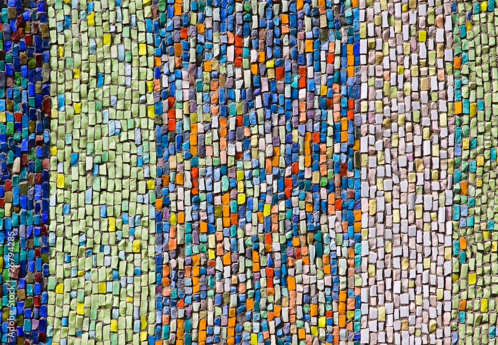 Vertical colorful mosaic texture on wall Vertical colorful mosaic texture on wall