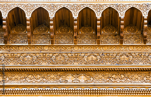 Canvas Print Carved wooden ceiling of an asian summerhouse