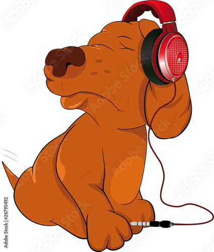 Dog and earphones