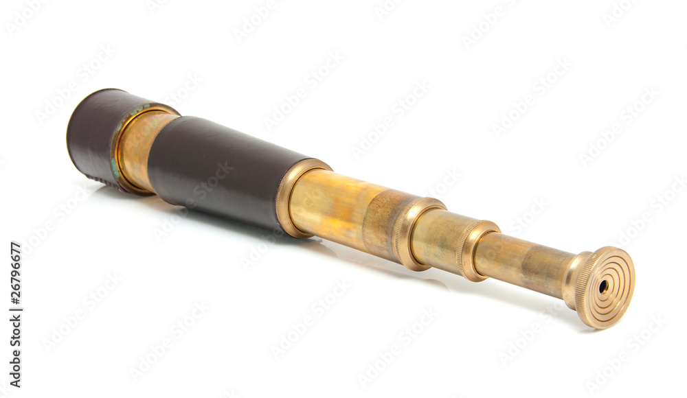 spyglass pirate Scope Monocula over white background spyglass pirate Scope Monocula over white background