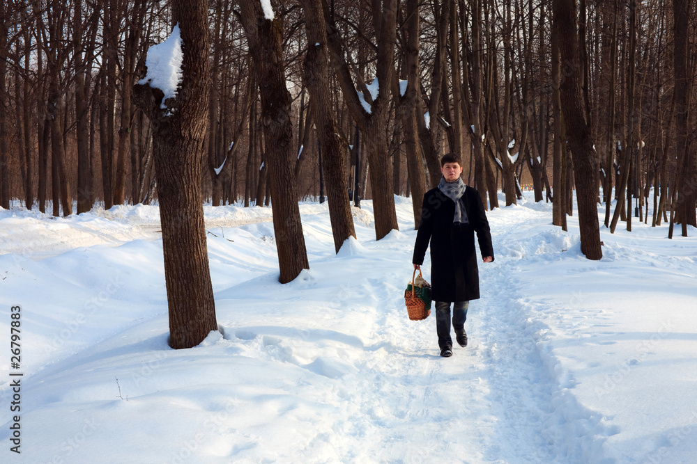 Naklejka premium a man with a basket