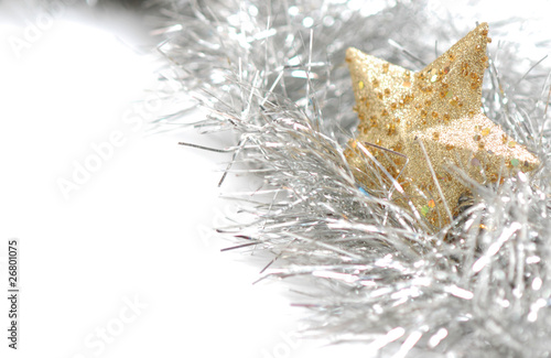 fondo navidad estrella y espumillon plateado photo