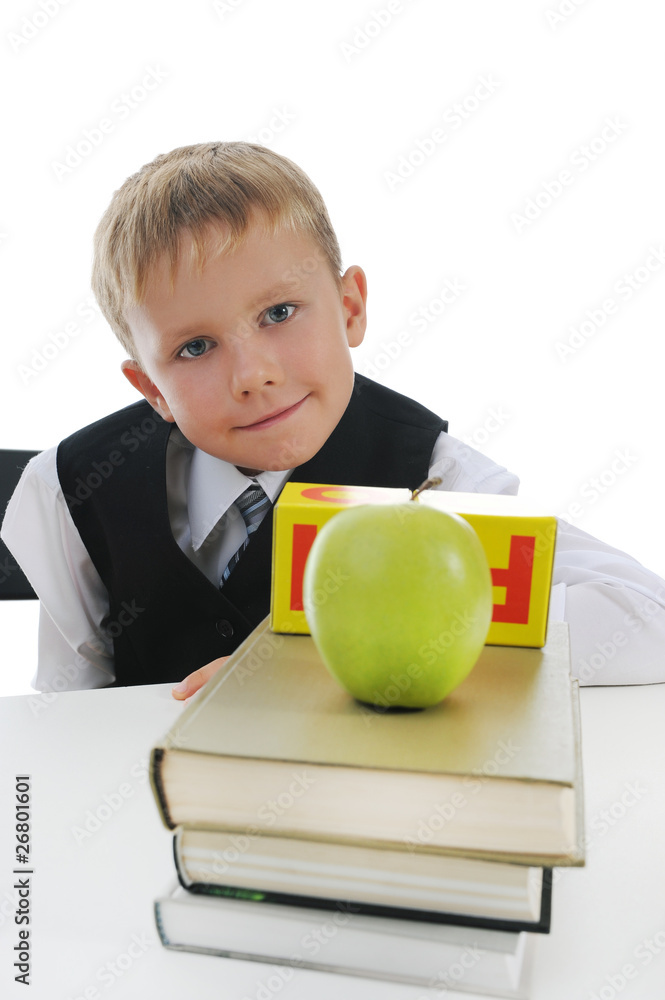 Boy with green apple Boy with green apple