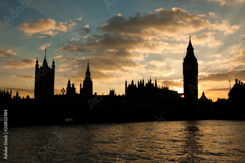 Houses of parliament at sunset