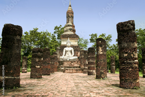 white buddha sukhothai thailand