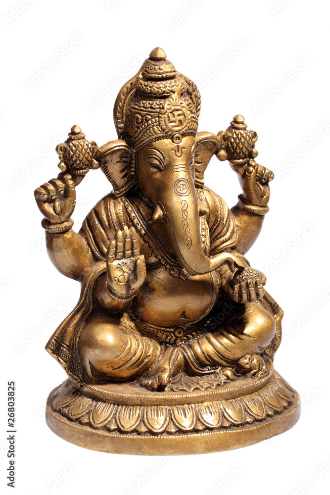 Hindu God Ganesh isolated on white with clipping path