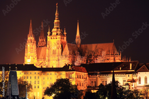The night View on bright Prague gothic Castle