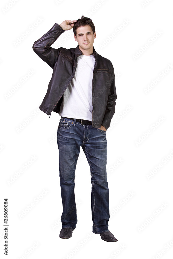 Male model with jacket and sunglasses Male model with jacket and sunglasses