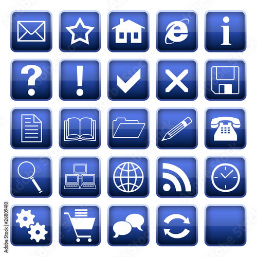 blue web icons and buttons