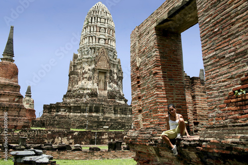 Tableau sur toile ayuthaya temple ruins thailand
