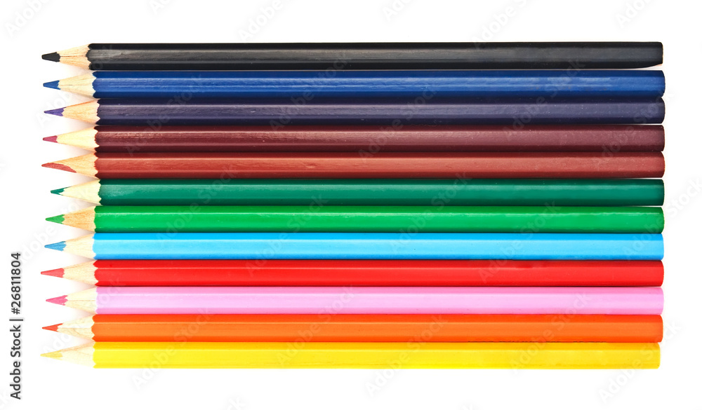 Set of multicolor pencils isolated on white Set of multicolor pencils isolated on white