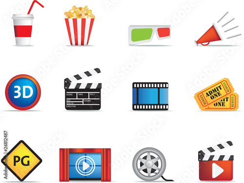 movie and cinema icon set