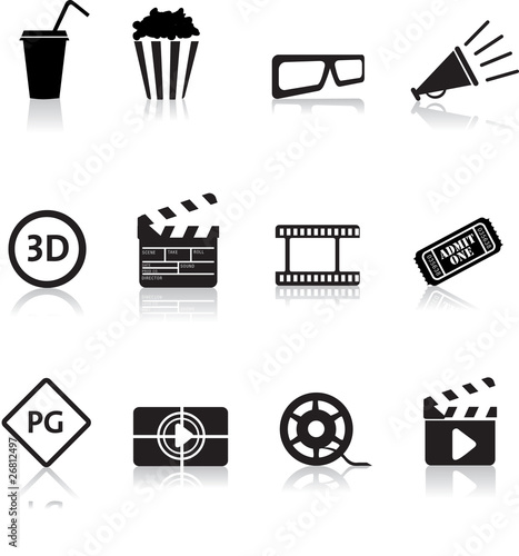 movie and cinema icon set