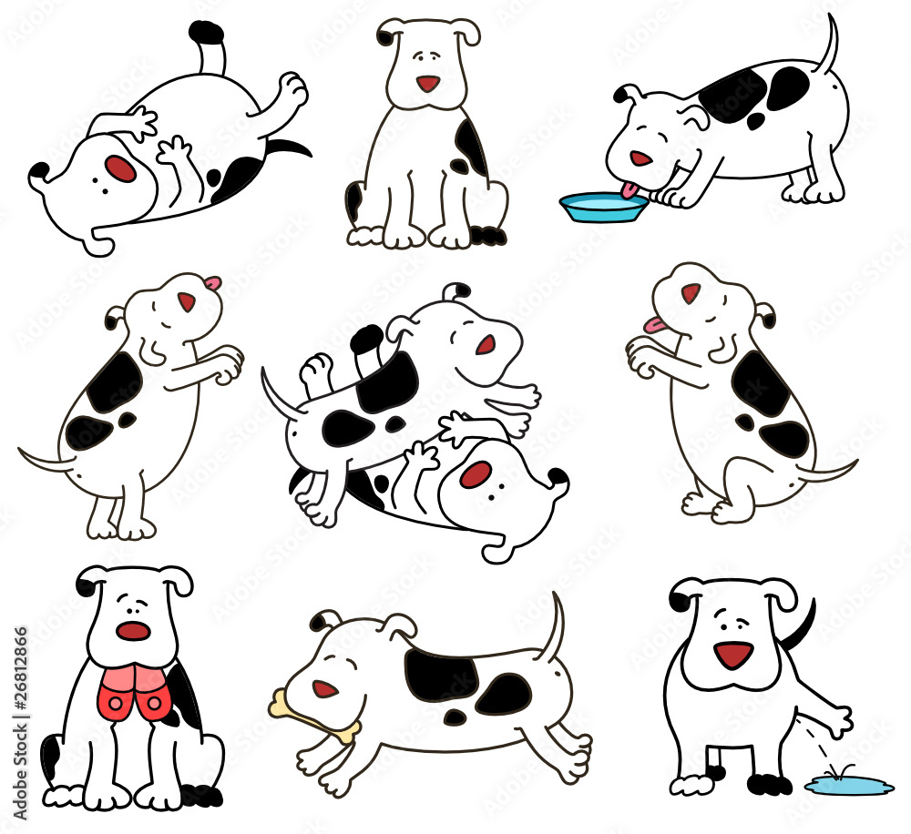 Obraz premium Vector illustration of cartoon dogs are pampered
