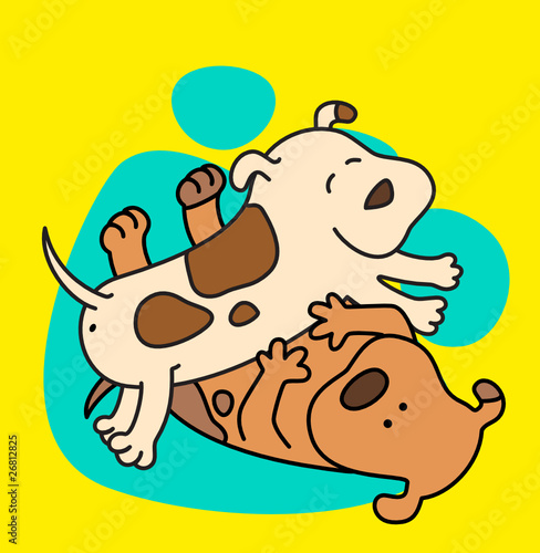 Vector illustration of cartoon dogs are pampered