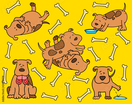Vector illustration of cartoon dogs are pampered