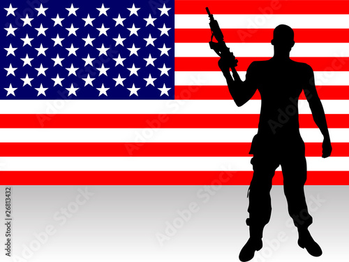 Soldat vor US Banner