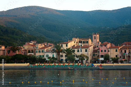 View Of Marciana Marina At Dusk, Elba Island, Italy