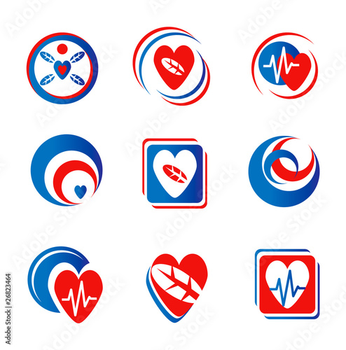 Set of heart symbols and signs for design. Jpeg version also ava